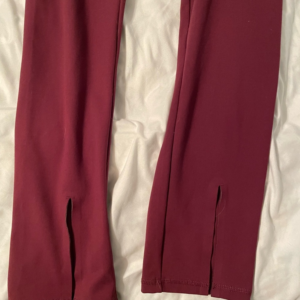 Marika straight leg leggings with front slit pant leg